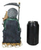 Seated Green Santa Muerte With Scythe Scales of Justice And Wise Owl Figurine 9"