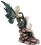 Ebros Large Royal Queen Gothic Green Butterfly Fairy with White Dragon Statue 17" H
