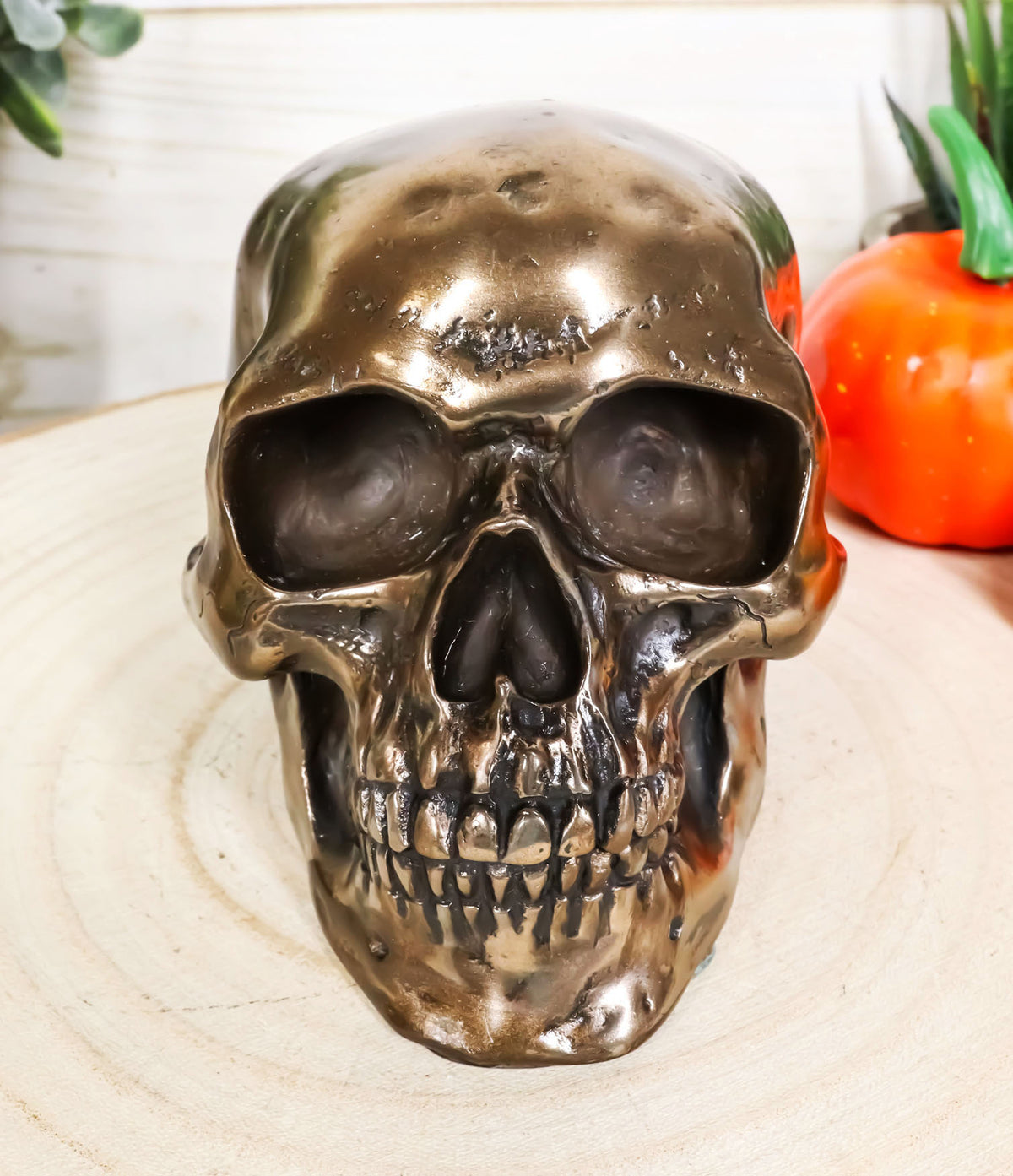 Ebros Bronzed Homosapien Skull Figurine 4.5"L Miniature Halloween Collectible - Ebros Gift
