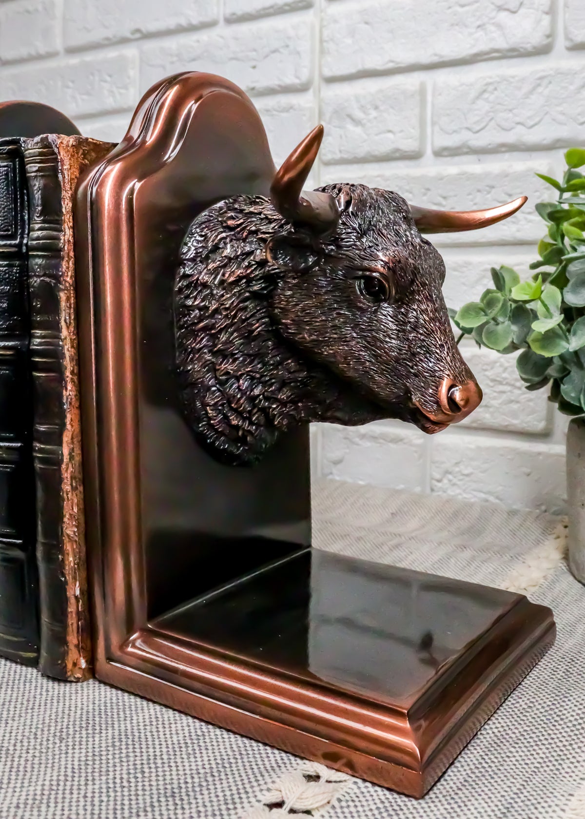 Wall Street Stock Market Bull VS Bear Bookends Bronze Electroplated Figurine