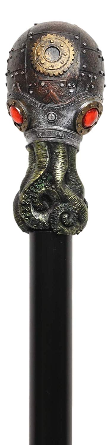 Ebros Steampunk Robotic Kraken Cthulhu Octopus Swagger Stick Cane Staff 38" Long Decorative Costume Prop Victorian Industrial Sci Fi Decor Collectible Figurine NOT for Medical Walking Assistance