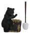 Ebros Rustic Cabin Lodge Decor Whimsical Black Bear Forest Stinky Potion Toilet Brush and Tree Stump Base Holder Bathroom Gift 2 Piece Set