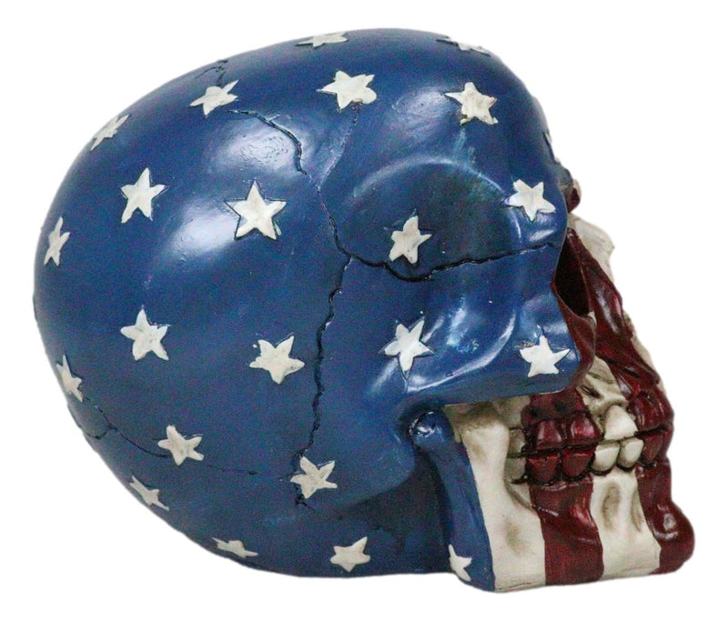 Ebros Patriotic US American Flag Star Spangled Banner Skull Decorative Figurine 5.5"Long Macabre Collectible Statue Historical Pride And Prejudice Freedom Decor of Skulls or Halloween Themed Sculpture