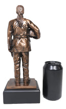 Fire Fighter Civil Service Firewoman With Helmet and Axe On Trophy Base Statue