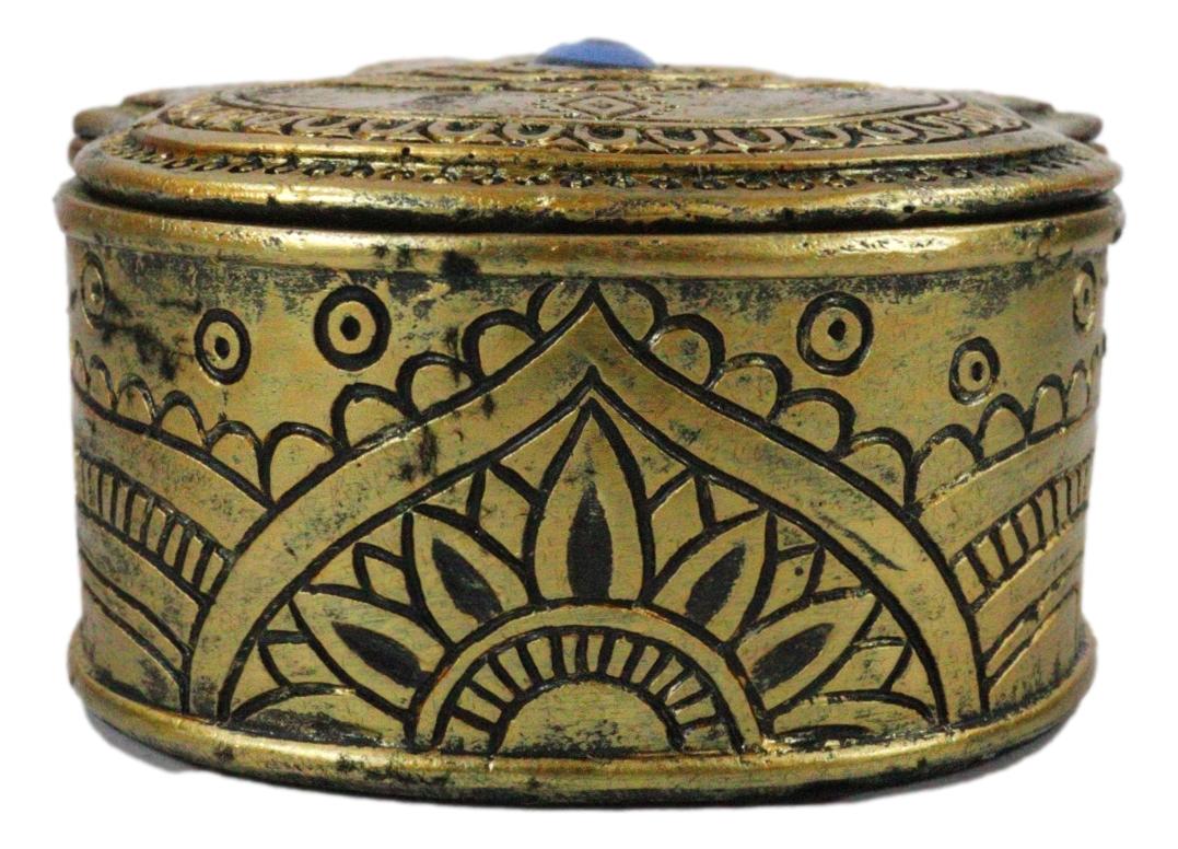 Golden Hamsa Palm Hand Of God With Rolling Evil Eye Decorative Box Figurine