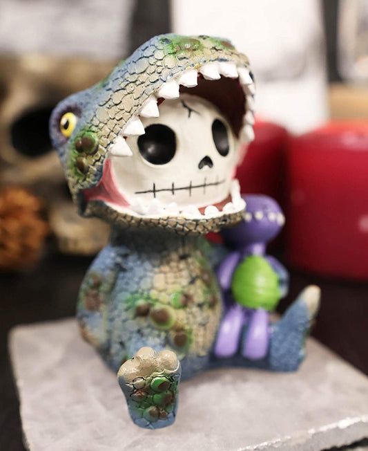 Ebros Larger Furry Bones Rex The Tyrannosaurus and Purple Dinosaur Skeleton 4"H - Ebros Gift