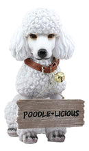Ebros Realistic White French Poodle Dog Fifi Welcome Greeter Statue With Jingle Collar