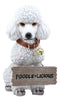 Ebros Realistic White French Poodle Dog Fifi Welcome Greeter Statue With Jingle Collar