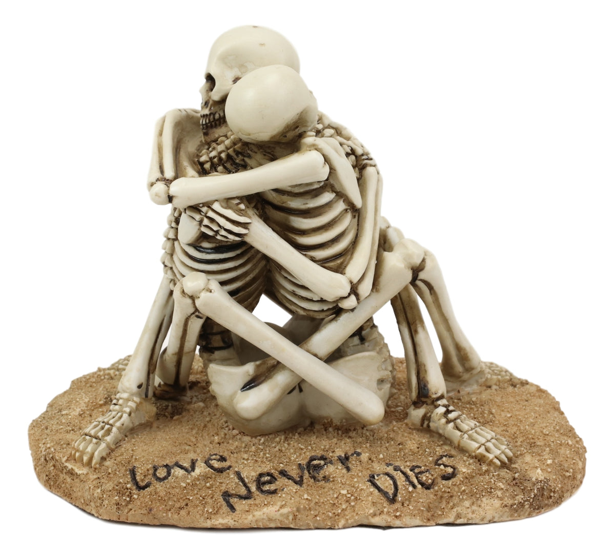 Day Of The Dead Love Never Dies Castaway Wedding Skeleton Couple Hugging Statue - Ebros Gift