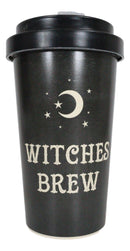 Witches Brew Crescent Moon Stars Reusable Bamboo Travel Mug Cup W/ Lid & Sleeve