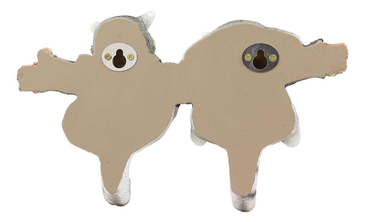 Forest Rustic 2 Playful Raccoons Dangling On Tree Branch 6 Pegs Wall Hook Decor - Ebros Gift
