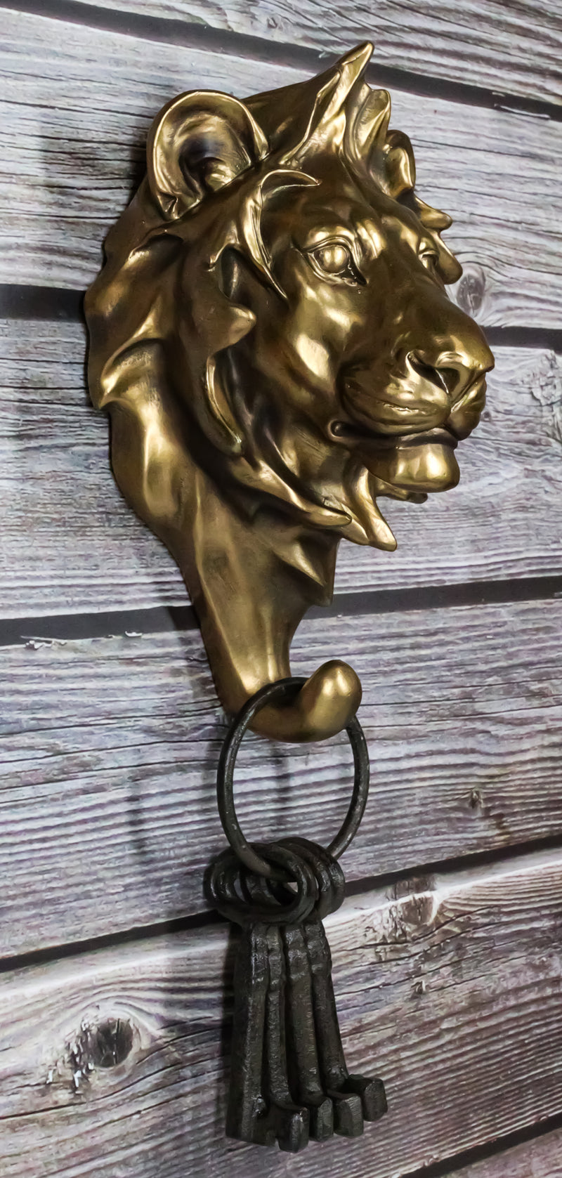 Aslan Lion Bust Wall Hook Hanger Safari Trophy Wall Mount Plaque Figurine 8"H