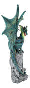 Large Jade Pagoda Asian Dragon Guarding LED Light Fire Emblem Amulet Statue