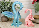 Ebros Valentines Cupid Love Dragon Couple Set of Two Blue and Pink Dragon Statue