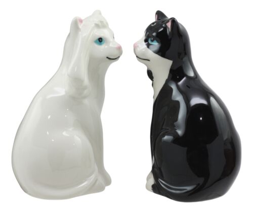 Wedding Black White Cats In Tuxedo And Bridal Gown Salt And Pepper Shakers Set