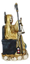 Seated Gold Santa Muerte With Scythe Scales of Justice And Wise Owl Figurine 9"H