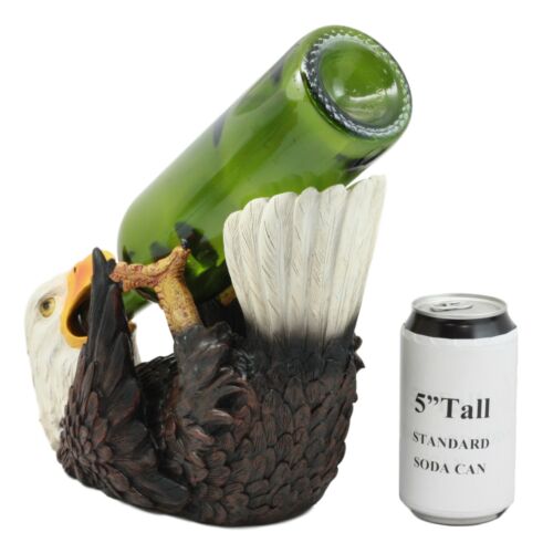 American Pride Patriotic Drinking Bald Eagle Wine Bottle Holder Figurine 11.25"L