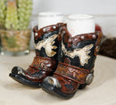 Western Fancy Pair of Cowboy Boots With Spur Salt And Pepper Shakers Holder Set