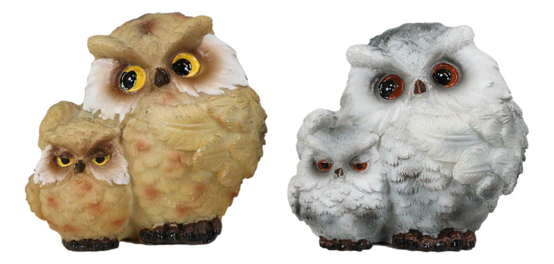 Wise Academic Forest Snowy Owls & Chicks Figurine Set Small Collectibles