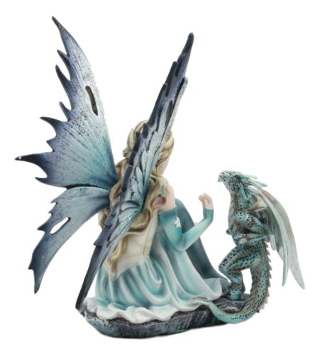 Ebros Winter Fairy With Bossy Baby Dragon Statue 7.25"Tall Mythical Fae Magic