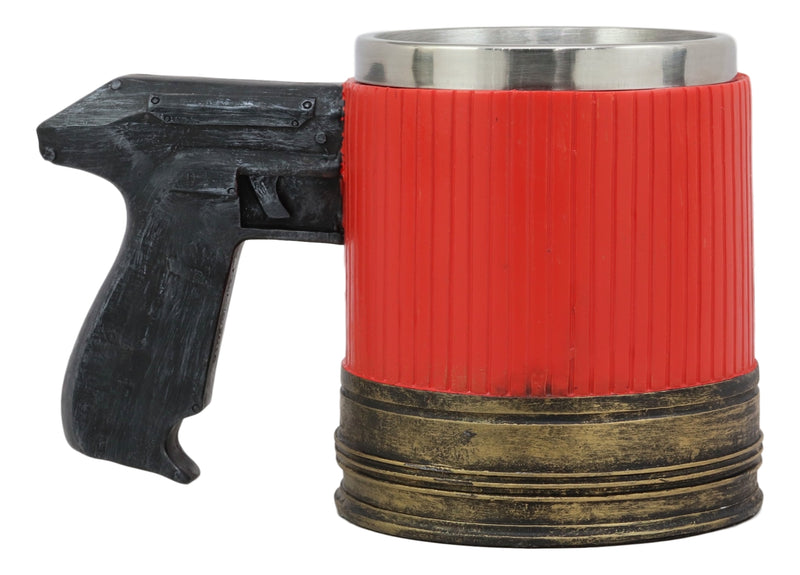 Ebros Gift Western 12 Gauge Shotgun Red Ammo Barrel Case Mug With Pistol Handle Beer Stein Tankard Coffee Cup Kitchen Dining Party Accessory Decoration Wild West Military Theme Perfect Gift For Men