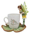 Ebros Fantasy Pixie Beverage Teacup Fairy Standing On Flower Saucer Display Stand Holder Statue with Dream Eden Coffee Mug Set for Whimsical Tea Party Decor Accent of Fairies Nymphs Pixies (Green)