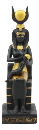Ebros Classical Egyptian Goddess Ra Isis Nursing Horus Baby Statue 7.25" Tall Deity of Motherhood Isis Sitting On Throne Figurine