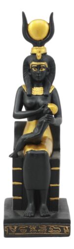 Ebros Classical Egyptian Goddess Ra Isis Nursing Horus Baby Statue 7.25" Tall Deity of Motherhood Isis Sitting On Throne Figurine