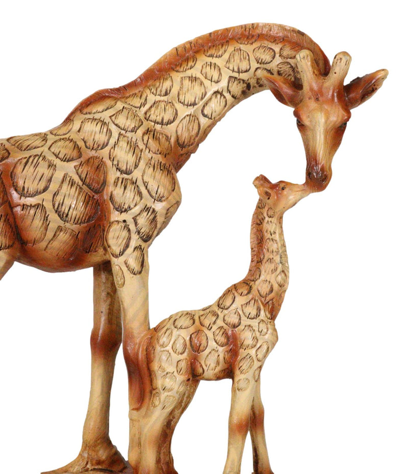 Wildlife Safari Giraffe Family In Savanna Scene Statue 12"L Faux Wood Resin