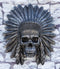 Large Native Indian Chieftain Warrior Skull With Roach Headdress Wall Decor