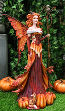 Ebros Amy Brown Pumpkin Queen Autumn Fairy Statue 17.5" Tall Fantasy Faery