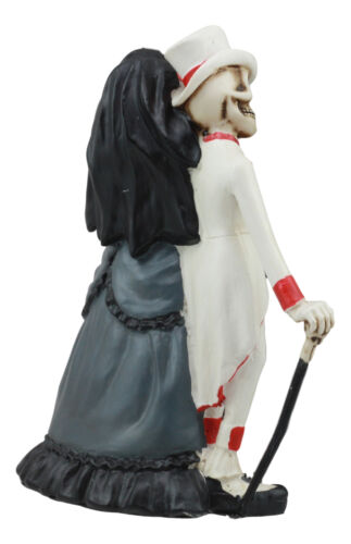 Day Of The Dead Skeleton Couple Wedding Statue Gothic Skeleton Cake Toppers - Ebros Gift