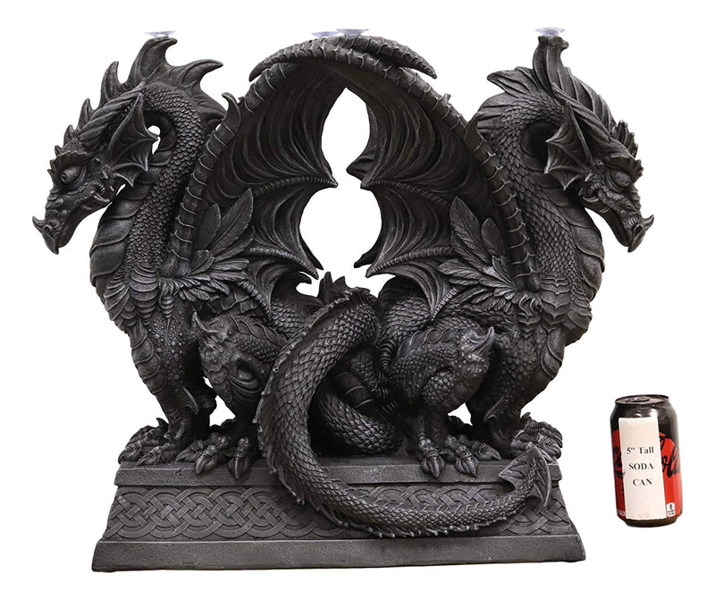 Ebros Large Crouching Twin Dragon Sentinels On Celtic Knotwork Base Coffee Side Table