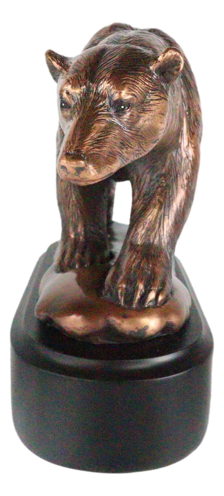 North Pole Arctic Circle Wildlife Roaming Polar Bear Figurine With Black Base