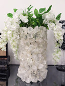 Pillar Quartz Crystal Mineral Stone Rocks Floral Vase Modern Accent Decor 12"H