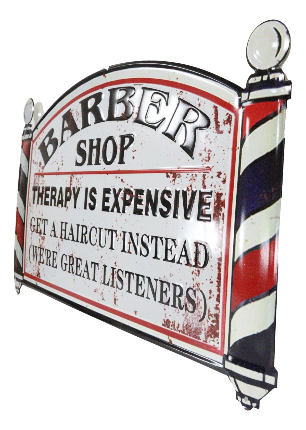 Barber Shop Therapy Is Expensive Get A Haircut Metal Novelty Wall Decor Sign 23" - Ebros Gift