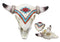 Ebros Southwest Western Steer Bull Cow Skull with Tribal Navajo Design Jewelry Box Figurine Accent 10.5" Long DOD Day of The Dead Macabre Skulls Trinkets Keys Knick Knacks Coins Storage Container