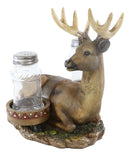 Rustic 8 Point Antlers Buck Deer Stag With Saddlebags Salt Pepper Shakers Holder