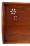 Floral Pattern Sturdy Solid Wood Food Tea Butler Tray Platter With Handles 16"X11"