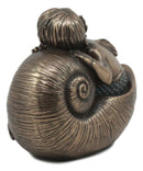 Merbaby Sleeping In Nautilus Shell Bed Figurine 3.5" Long Small Mermaid Baby Boy