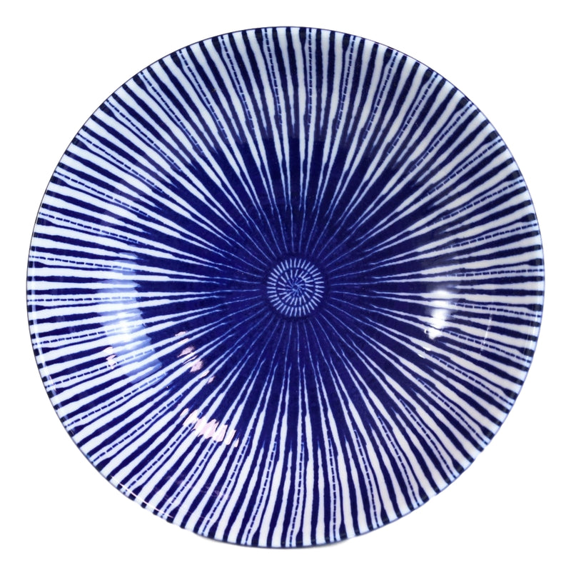 Pack Of 6 Modern White Blue Geometric Focus 12oz Rice Soup Sauce Meal Wide Bowls