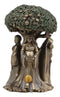 Ebros Celtic Sacred Moon Triple Goddess Mother Maiden Crone Under Tree of Life Statue 5.5" Tall Hecate Brigid Wicca Wiccan Holy Trinity Decor Sculpture Decorative Figurine Cosmic Celestial Gods - Ebros Gift