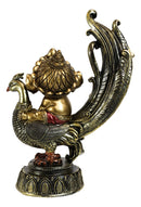 Hindu Supreme God Of Success And Arts Baby Ganesha Sitting On Peacock Statue