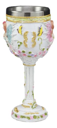 Ebros Holy Matrimony Blue And Pink Butterfly Bridal Floral Fairy Wine Goblet 7oz