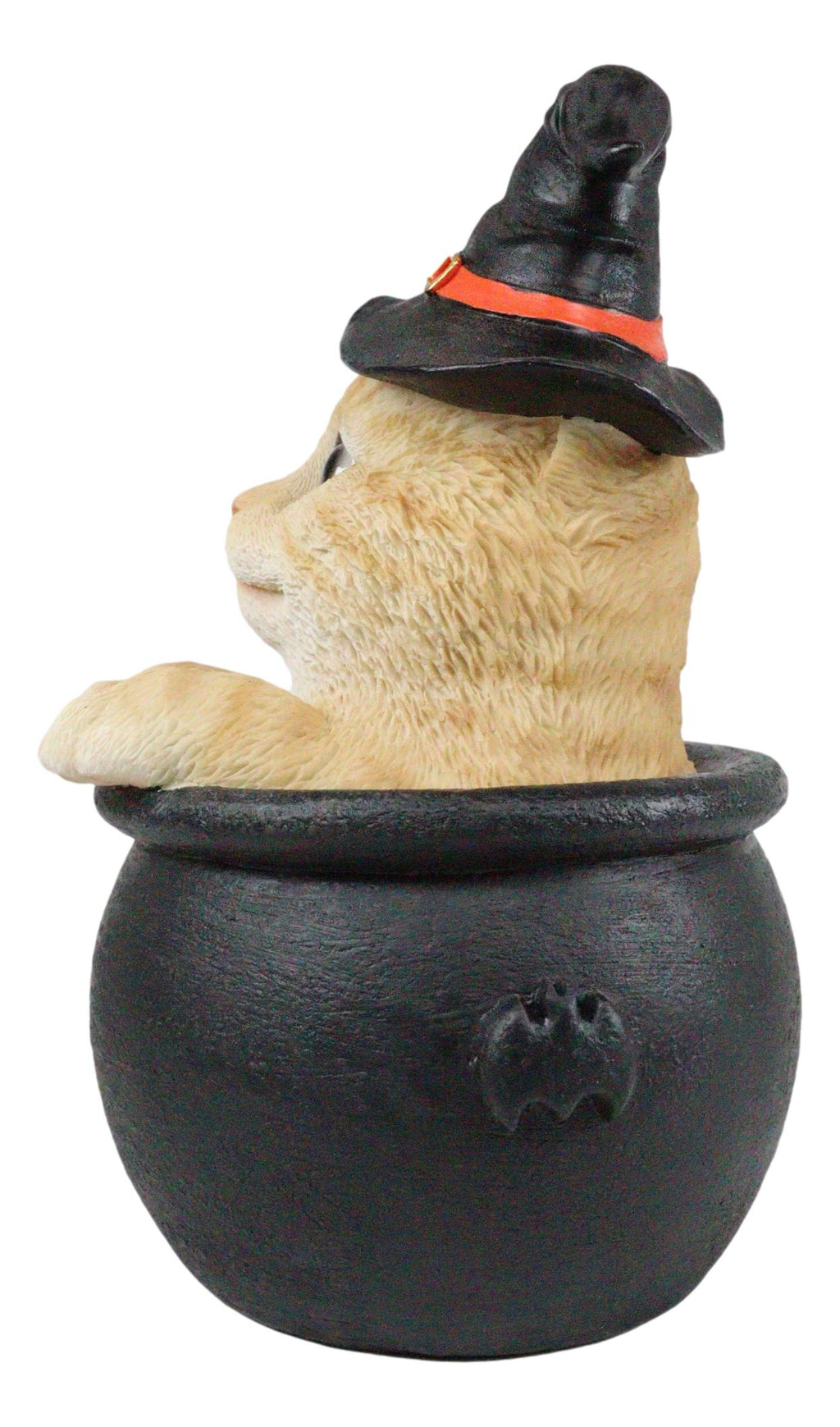 Ebros Witching Hour Halloween Tabby Cat With Witch Hat In Black Cauldr ...