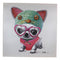 Colorful Chihuahua Puppy Dog With Pink Heart Glasses Canvas Wooden Picture Frame