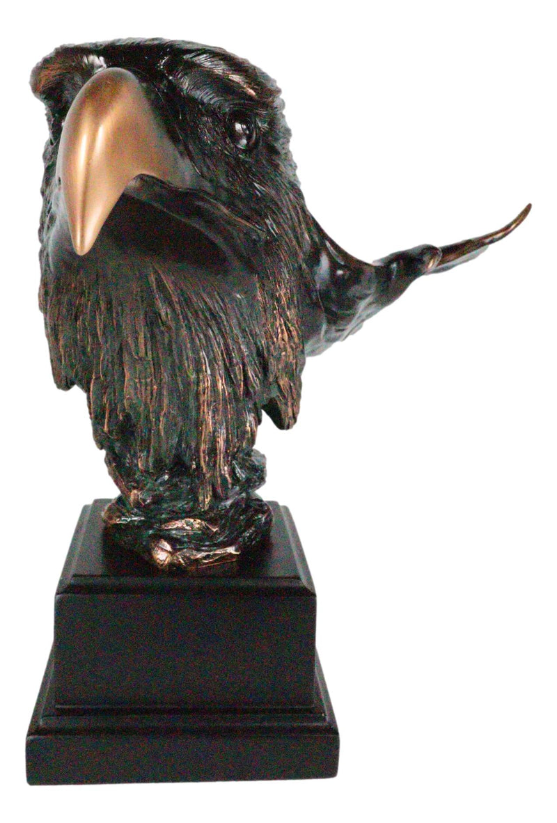 Majestic American Bald Eagle Head Bust With Soaring Eagle 3D Sculpture With Base