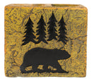 Rustic Western Black Bear By Pine Trees Silhouette Toothbrush Toothpaste Holder