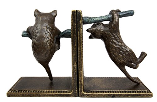 Ebros Gift Adorable Feline Cat Kittens Climbing Branch Aluminum Decorative Bookends Figurine Set of 2