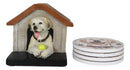 Cute Golden Retriever Puppy Dog In Doghouse Coaster Set Holder And 4 Coasters